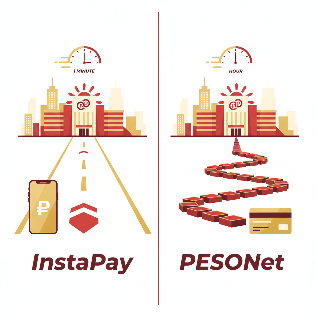 Illustration: Fire Dragon Bank Transfer Withdrawal: InstaPay vs PESONet Fees and Speed